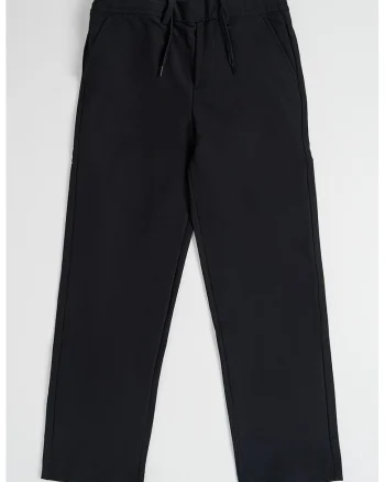 Pantaloni cu snur de ajustare si buzunare oblice, Negru