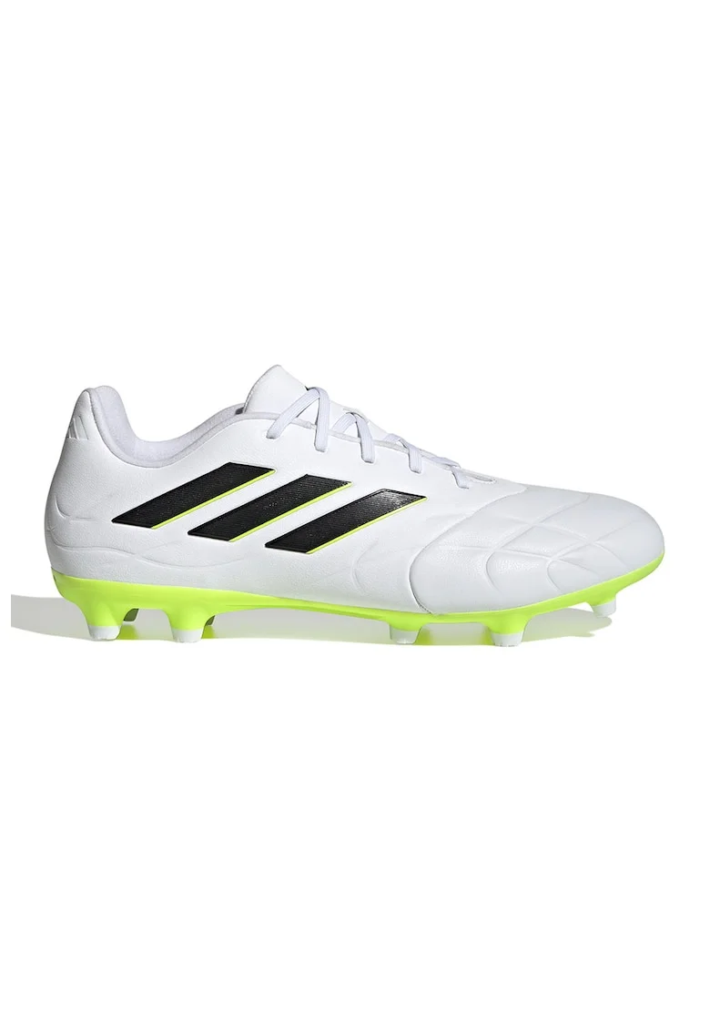 Pantofi cu insertie de piele, pentru fotbal Copa Pure, Alb/Negru/Verde lime
