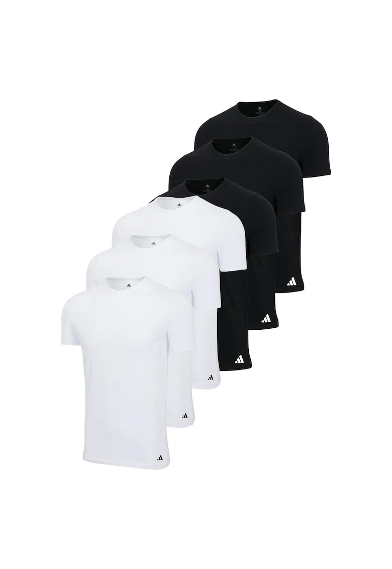 Set de tricouri de casa cu logo - 6 piese, Alb/Negru