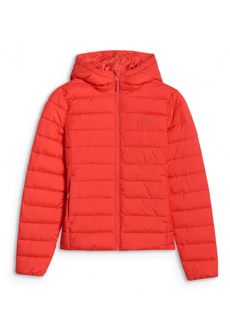 Geaca Matlasata Puf Femei  Rosu, Sintetic 100% Reciclat, Gluga Fara Reglare, Multi Active Outdoor