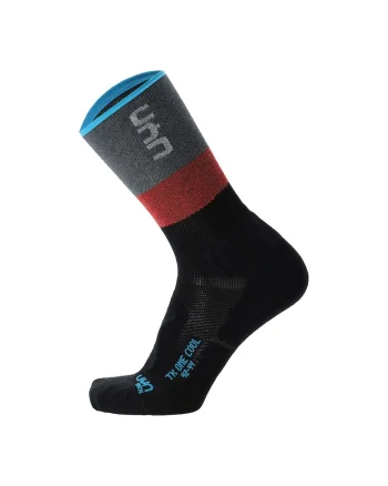 Sosete din amestec de lyocell cu detaliu logo pentru trekking, Rosu/Negru/Gri