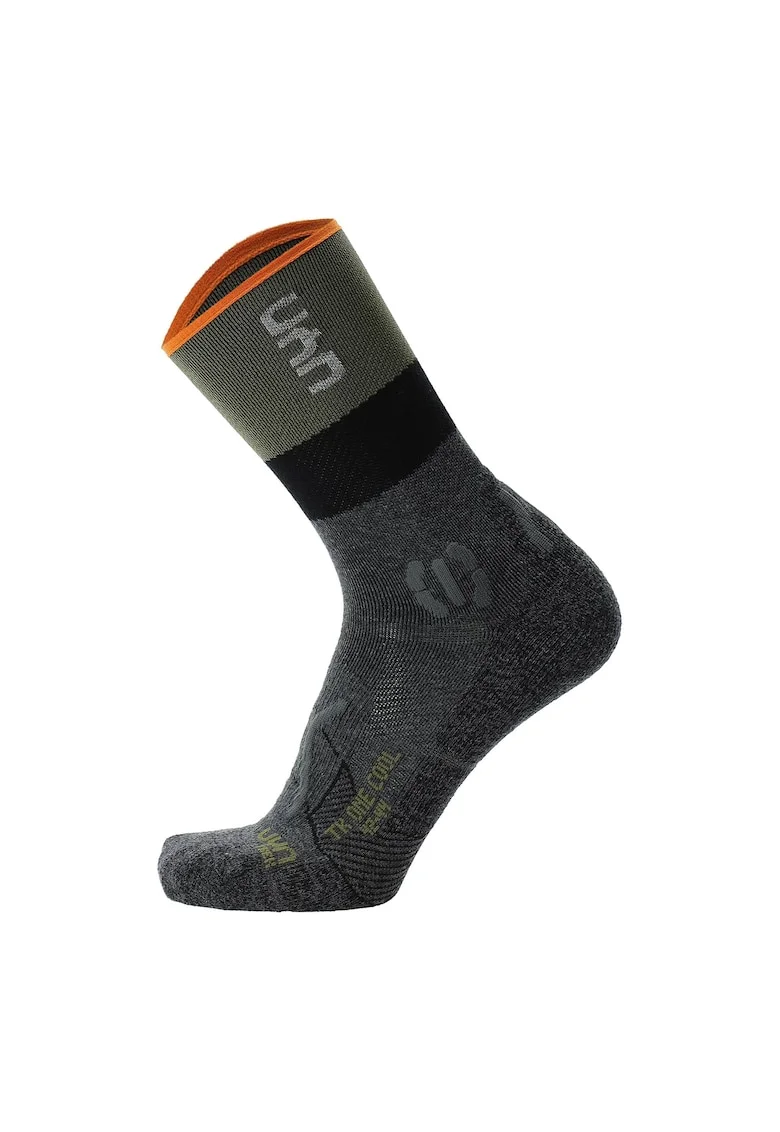 Sosete din amestec de lyocell cu detaliu logo pentru trekking, Verde/Gri