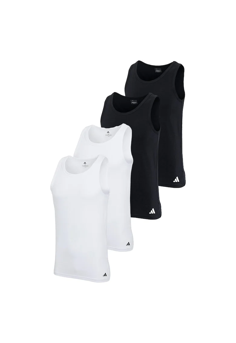 Set de top-uri slim fit - 4 perechi, Alb/Negru