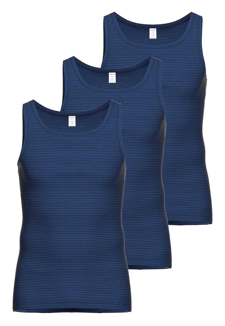 Set de topuri din amestec de bumbac - 3 piese, Albastru inchis