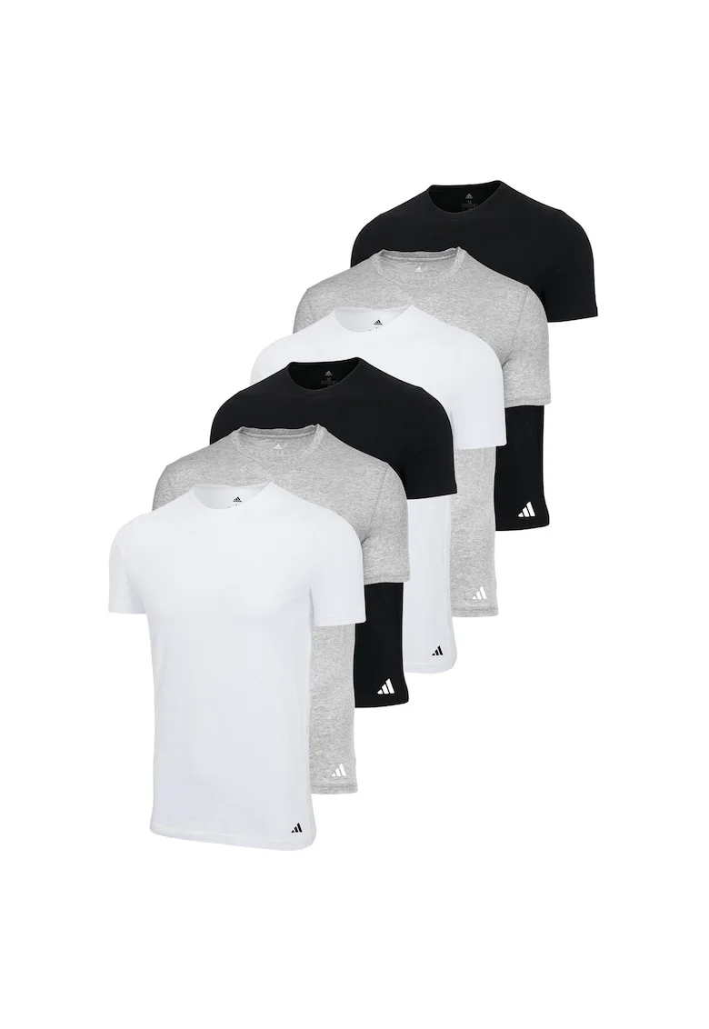 Set de tricouri de casa cu logo - 6 piese, Alb/Negru/Gri