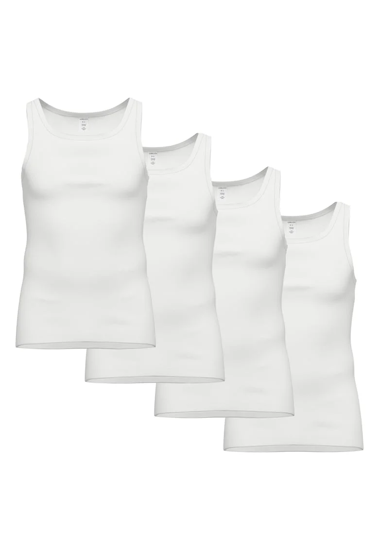 Set de topuri slim fit de bumbac - 4 piese, Alb