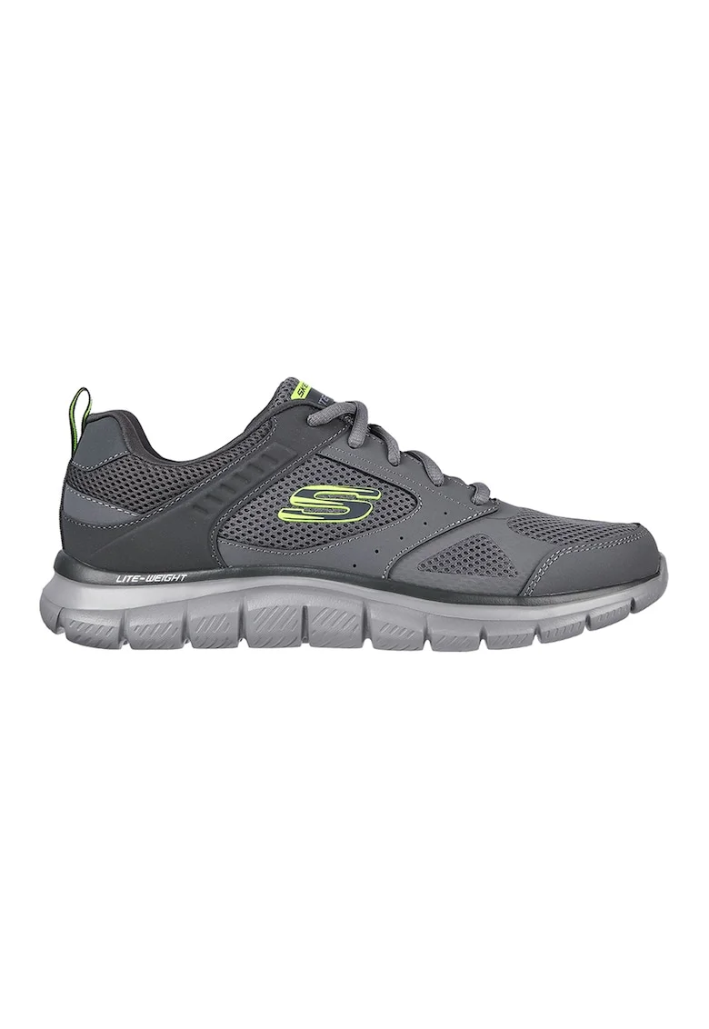 Pantofi sport cu garnituri de piele Track Syntac, Gri inchis