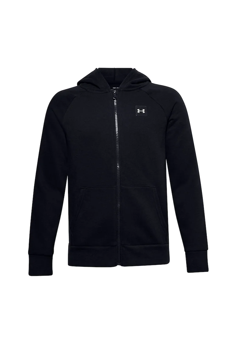 Hanorac cu fermoar si maneci raglan pentru fitness Rival, Alb/Negru