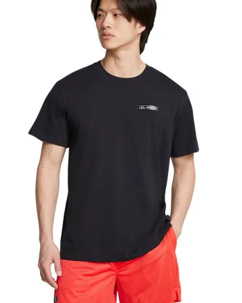 Tricou cu decolteu la baza gatului Heavyweight, Negru stins/Alb optic