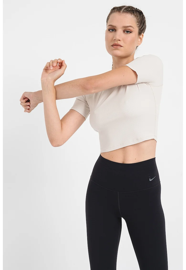 Tricou cu decolteu la baza gatului, pentru antrenament, Bej deschis