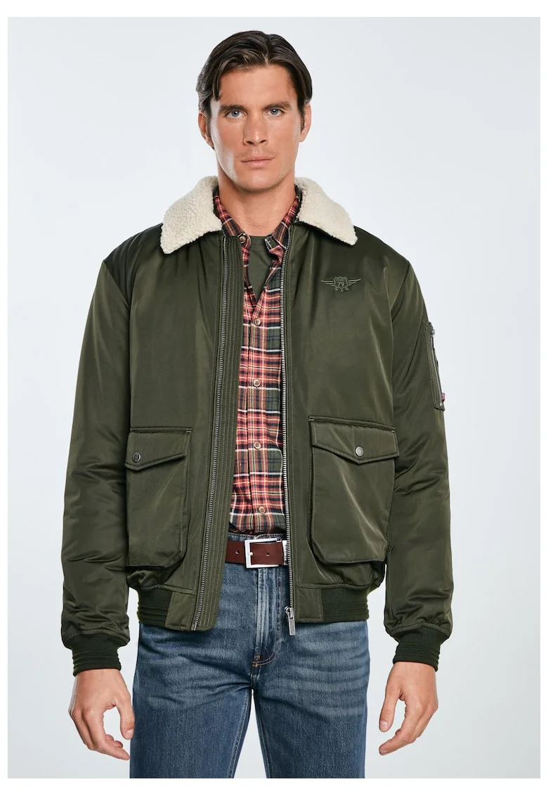 Geaca bomber cu guler din blana artificiala detasabil Getnew 303