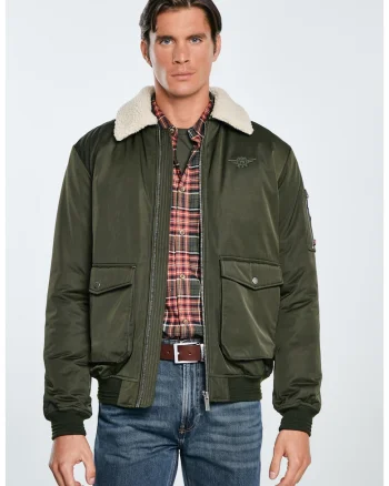 Geaca bomber cu guler din blana artificiala detasabil Getnew 303