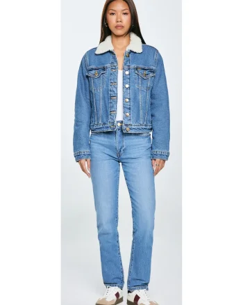 Geaca din denim cu blana artificiala