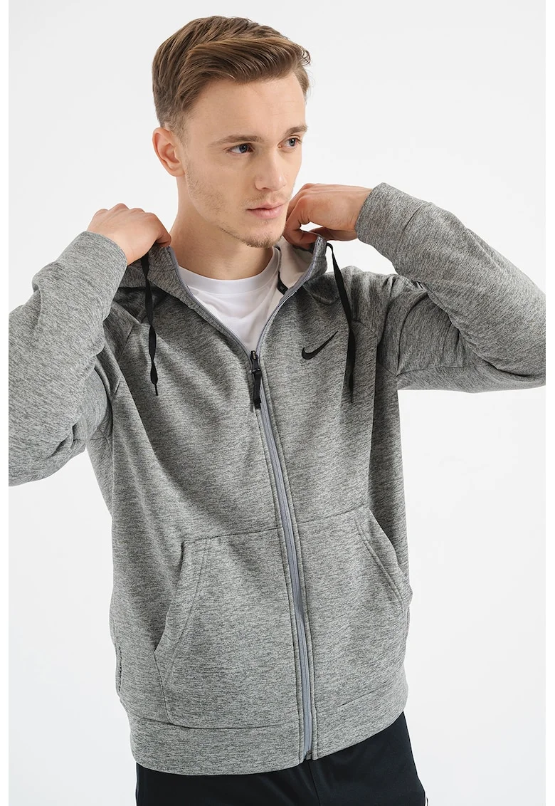 Hanorac relaxed fit pentru fitness Therma-FIT, Gri inchis melange