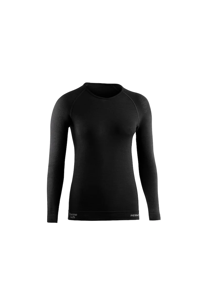 Tricou termic cu maneca lunga femei,  Merino Lite, negru