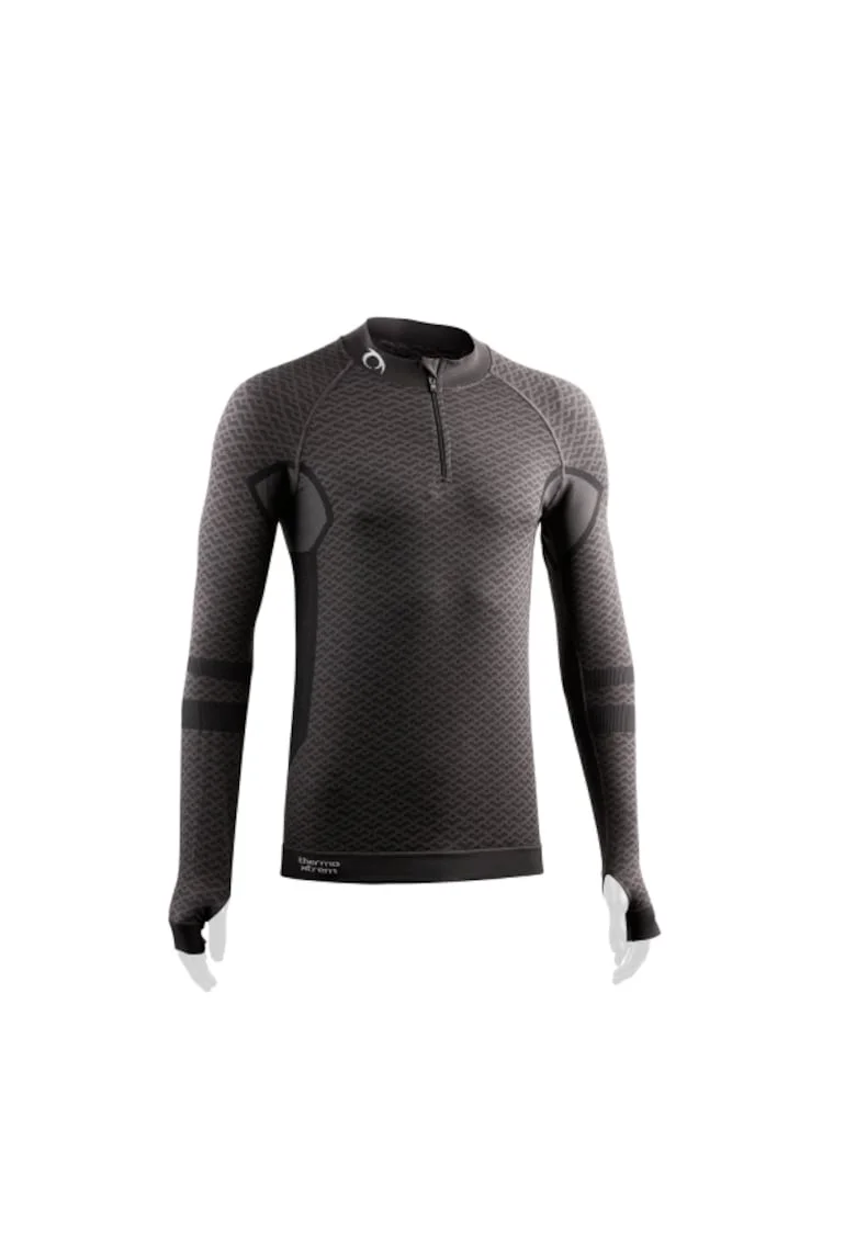 Tricou termic cu maneca lunga cu fermoar,  Volcano, gri inchis
