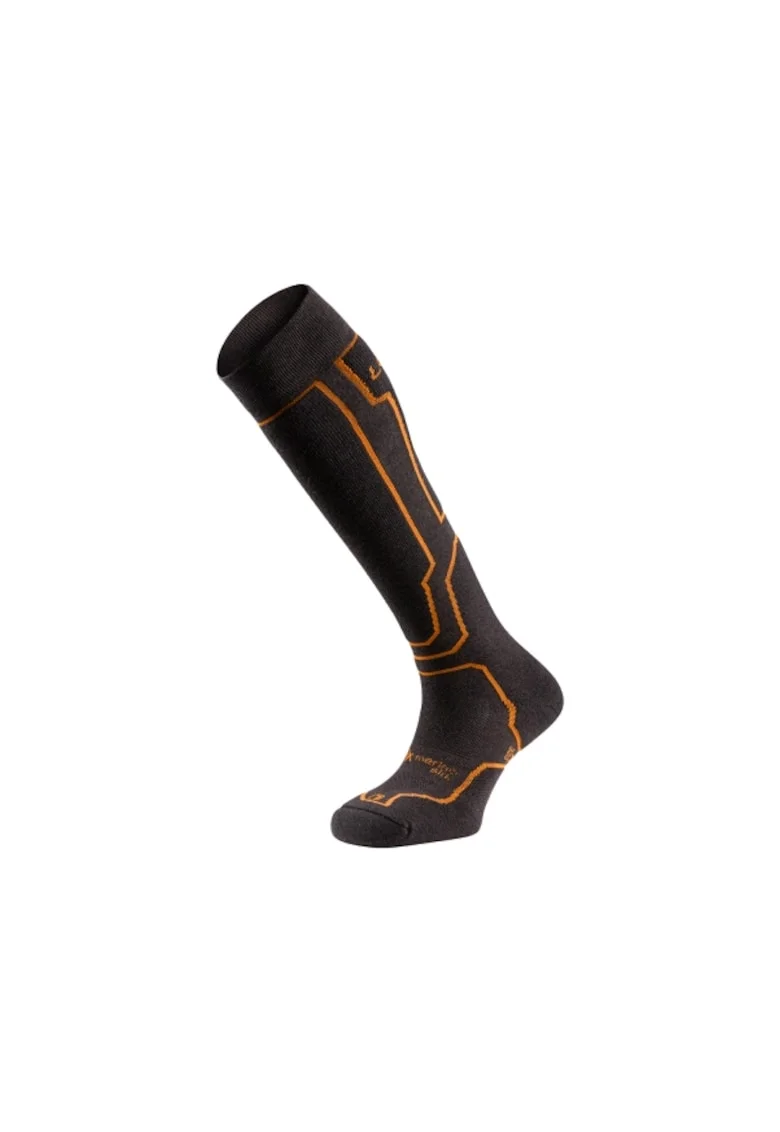 Ciorapi schi,  Peak Silk Six, gri inchis-portocaliu