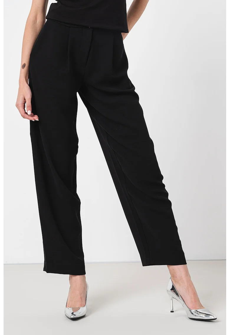 Pantaloni drepti cu talie inalta, Negru
