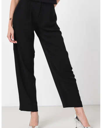 Pantaloni drepti cu talie inalta, Negru