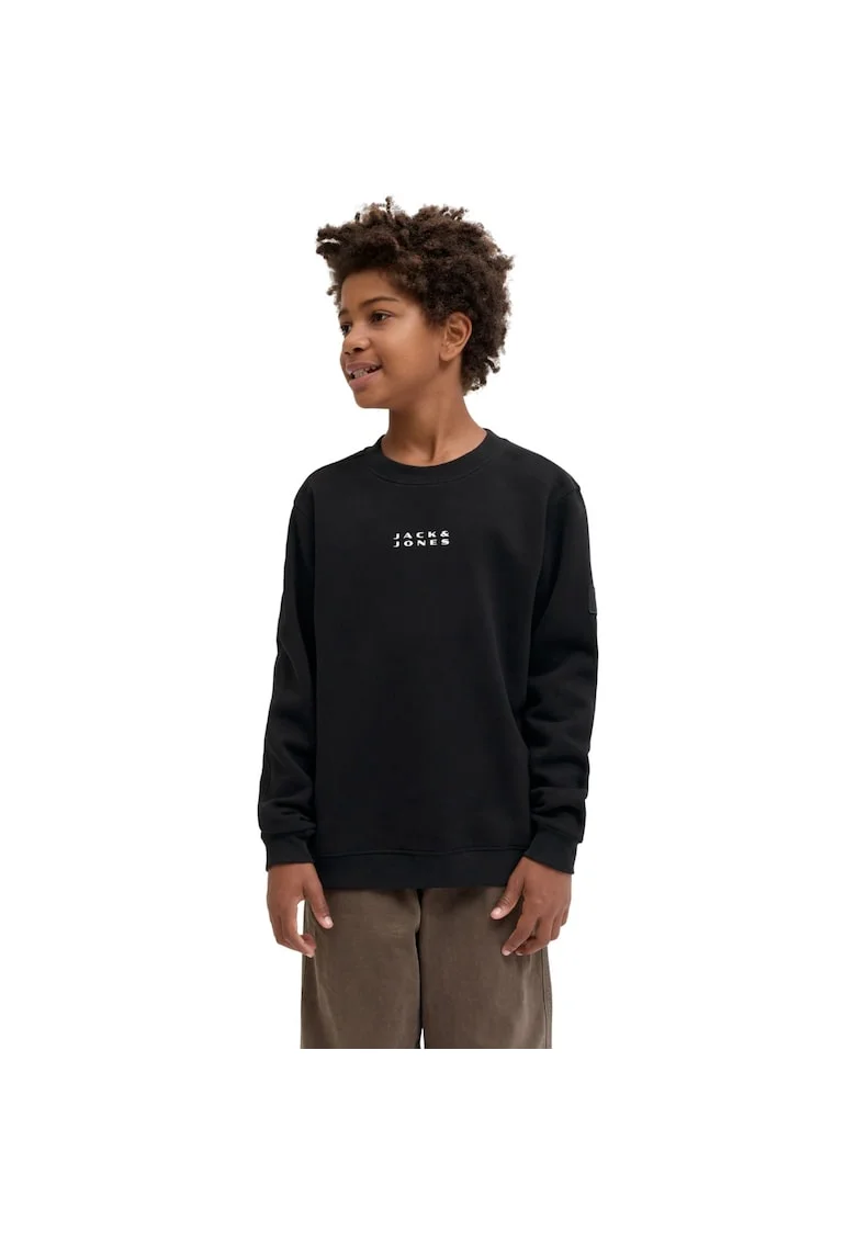 Bluza JACK &JONES Point Badge Crew BF JNR 52271, Negru