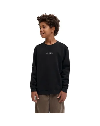 Bluza JACK &JONES Point Badge Crew BF JNR 52271, Negru