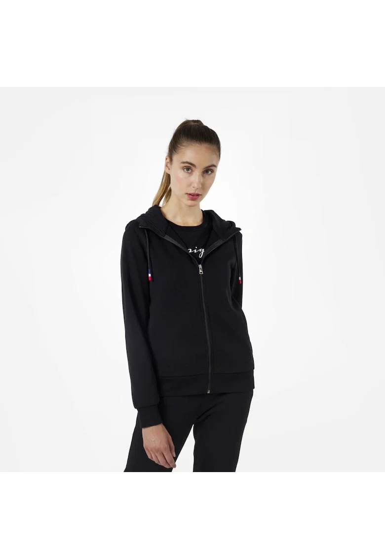 Bluza sport dama  Logo sweat cu fermoar, negru, Negru