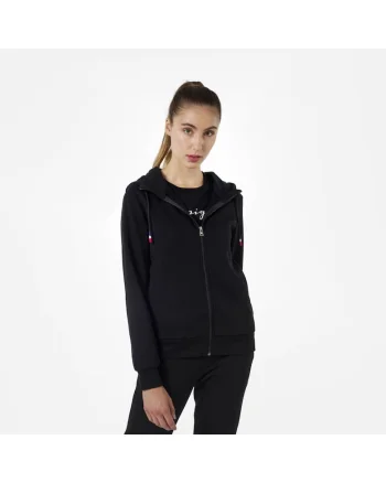Bluza sport dama  Logo sweat cu fermoar, negru, Negru