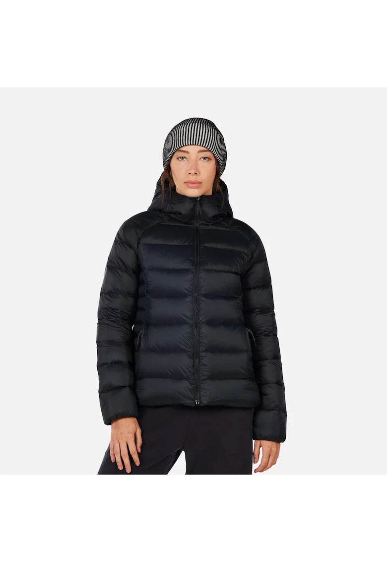Geaca ski  W ARETU DOWN HOODIE JKT, cu puf, negru, pentru dama, Negru