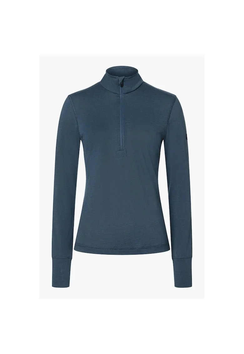 Bluza de corp din amestec de lana TUNDRA175 ZIP 1/4, pentru dame, culoarea albastru, Albastru