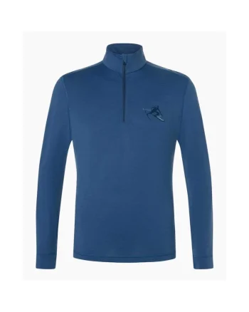 Bluza de corp din amestec de lana TUNDRA175 TONI ZIP 1/4, pentru barbati, culoarea albastru, Albastru
