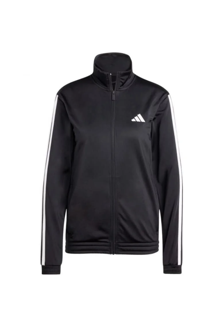 Hanorac sport dama,  Essentials Tricot, 3 dungi, tricot, negru