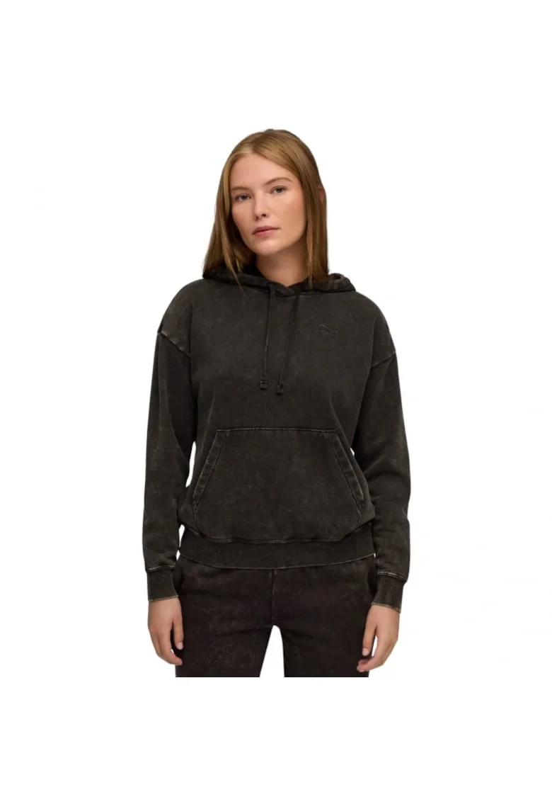 Hanorac sport dama,  negru, fara fermoar, cu gluga
