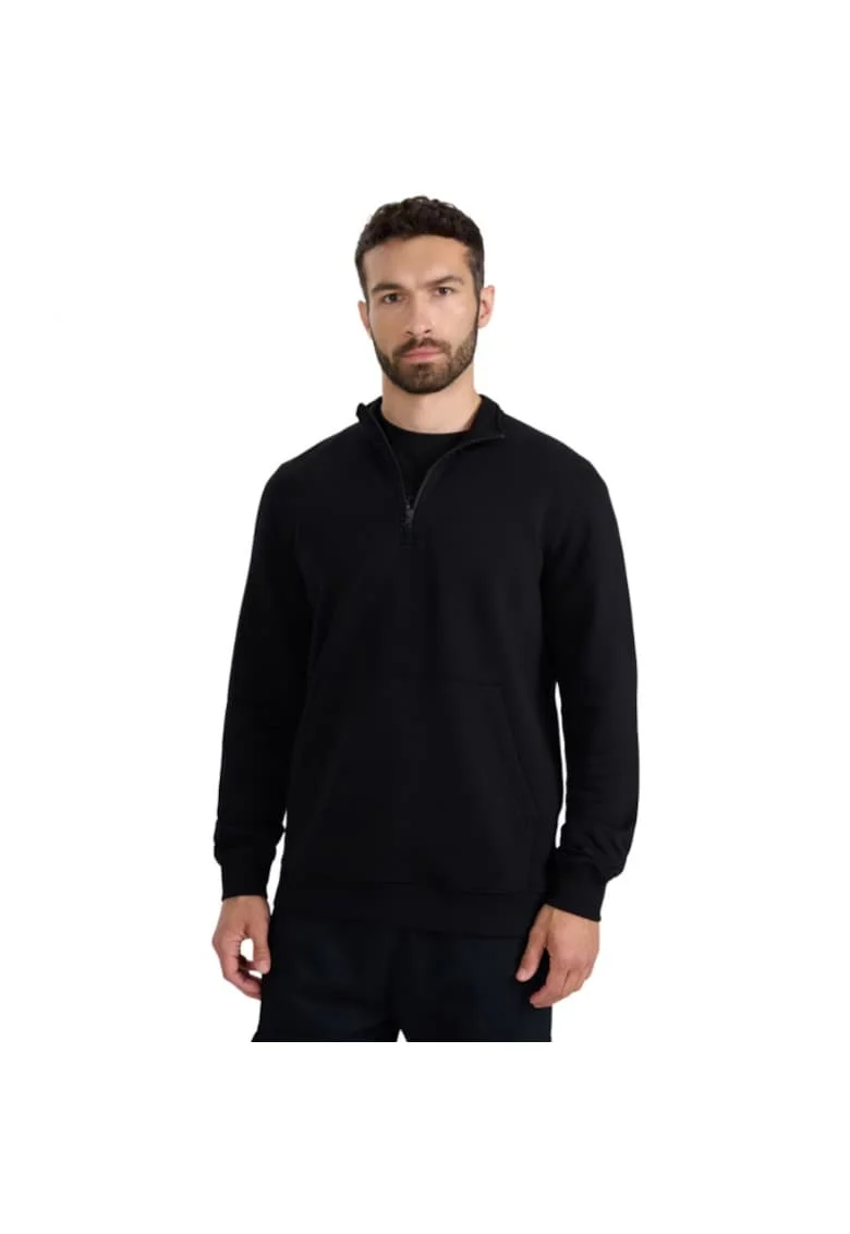 Bluza  cu fermoar 1/2, negru, barbati, sport