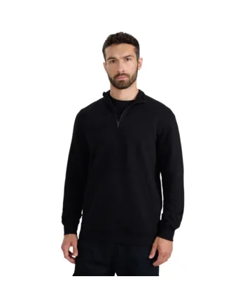 Bluza  cu fermoar 1/2, negru, barbati, sport
