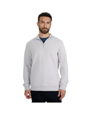 Bluza  cu fermoar 1/2, gri, pentru barbati, stil de viata, turism