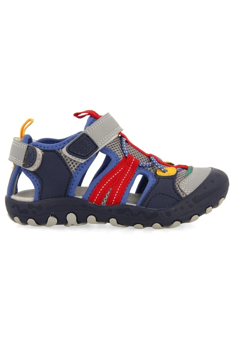 Pantofi sport cu velcro si decupaje, Rosu/Gri/Albastru