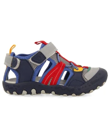 Pantofi sport cu velcro si decupaje, Rosu/Gri/Albastru