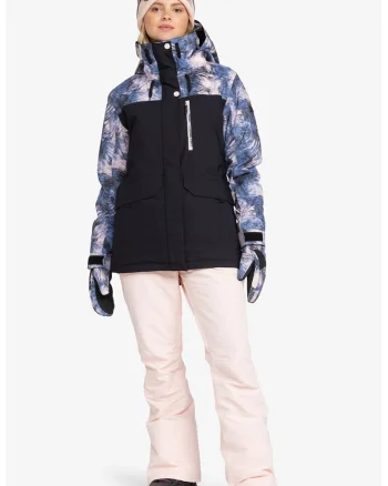 Geaca cu gluga si buzunare, pentru schi, Negru/Alb optic/Albastru indigo
