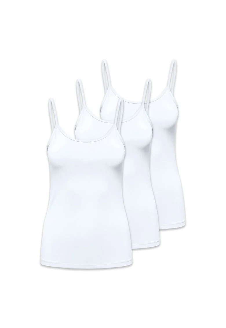 Set de topuri cu model uni - 3 piese, Alb