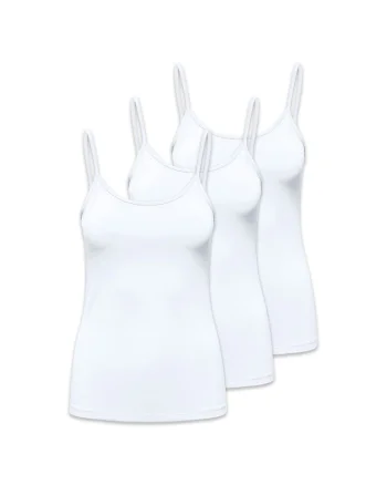 Set de topuri cu model uni - 3 piese, Alb