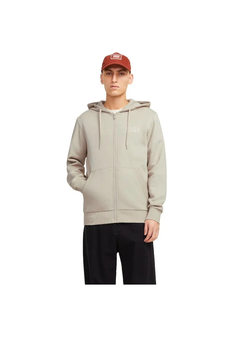 Hanorac JACK &JONES Corp Logo Small Print Zip Hood 52141, Bej