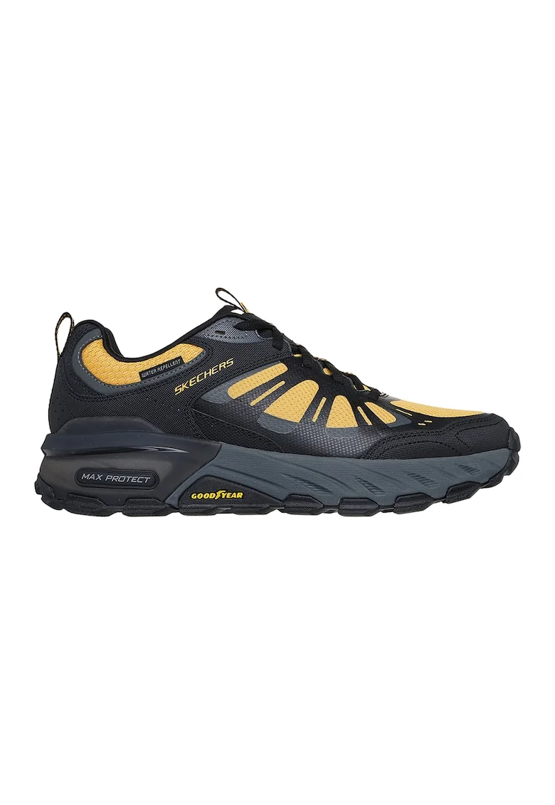 Pantofi cu garnituri din piele pentru trekking Max Protect, Negru/Galben