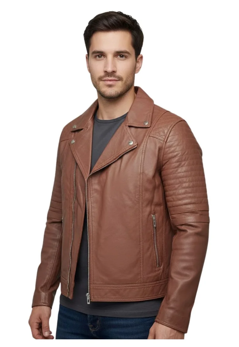 Jacheta biker din piele naturala Varus,
