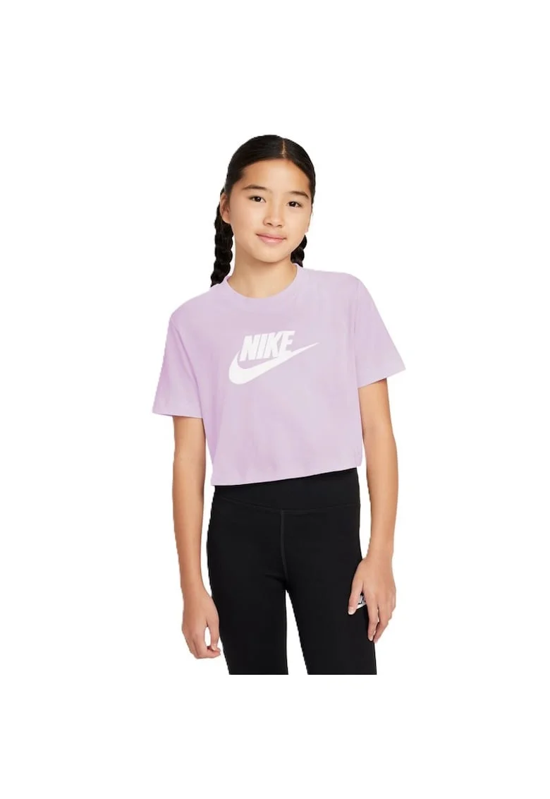 Tricou crop cu decolteu la baza gatului, Mov