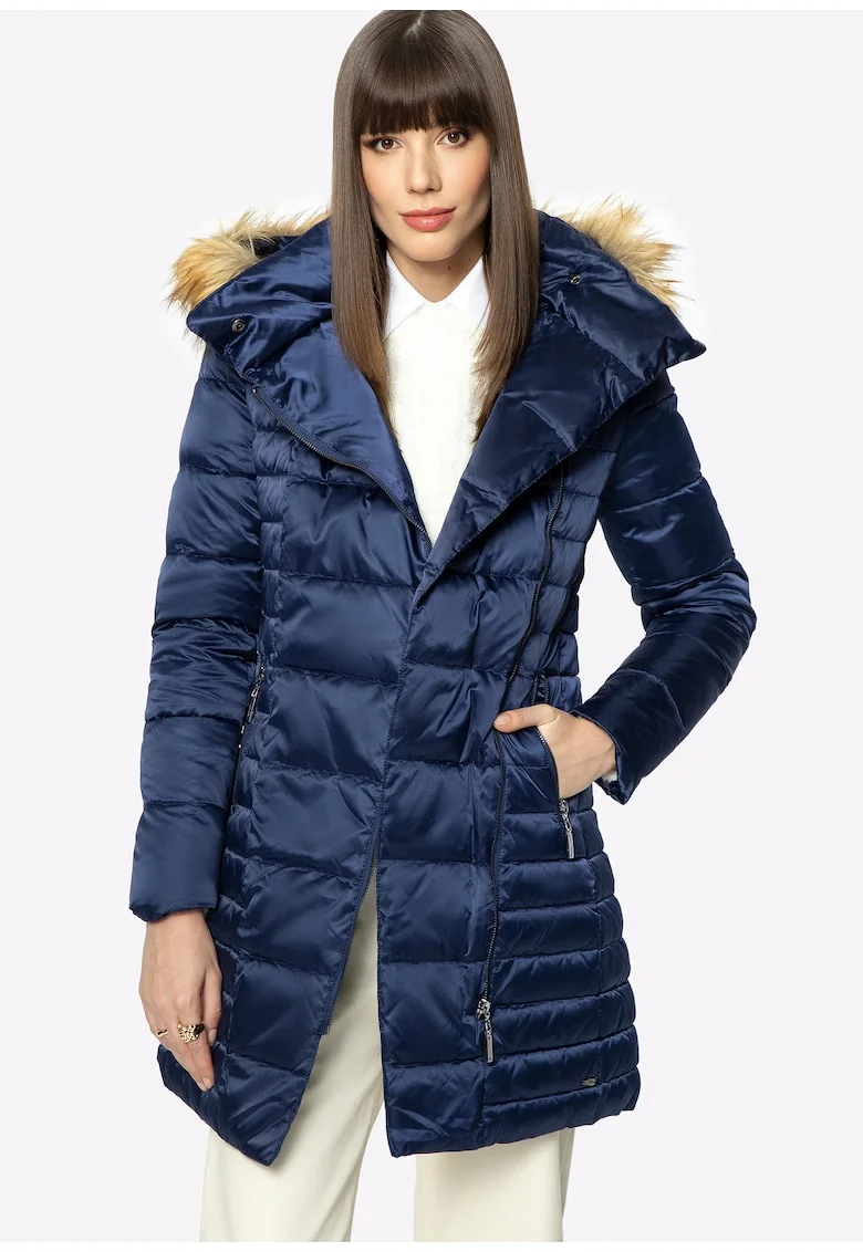 Geaca matlasata dama  puf, nylon, Bleumarin