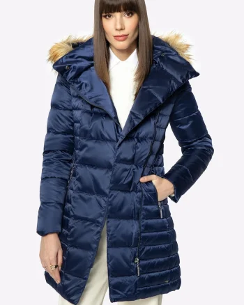 Geaca matlasata dama  puf, nylon, Bleumarin