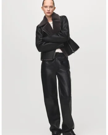 Jacheta biker din piele ecologica, Negru