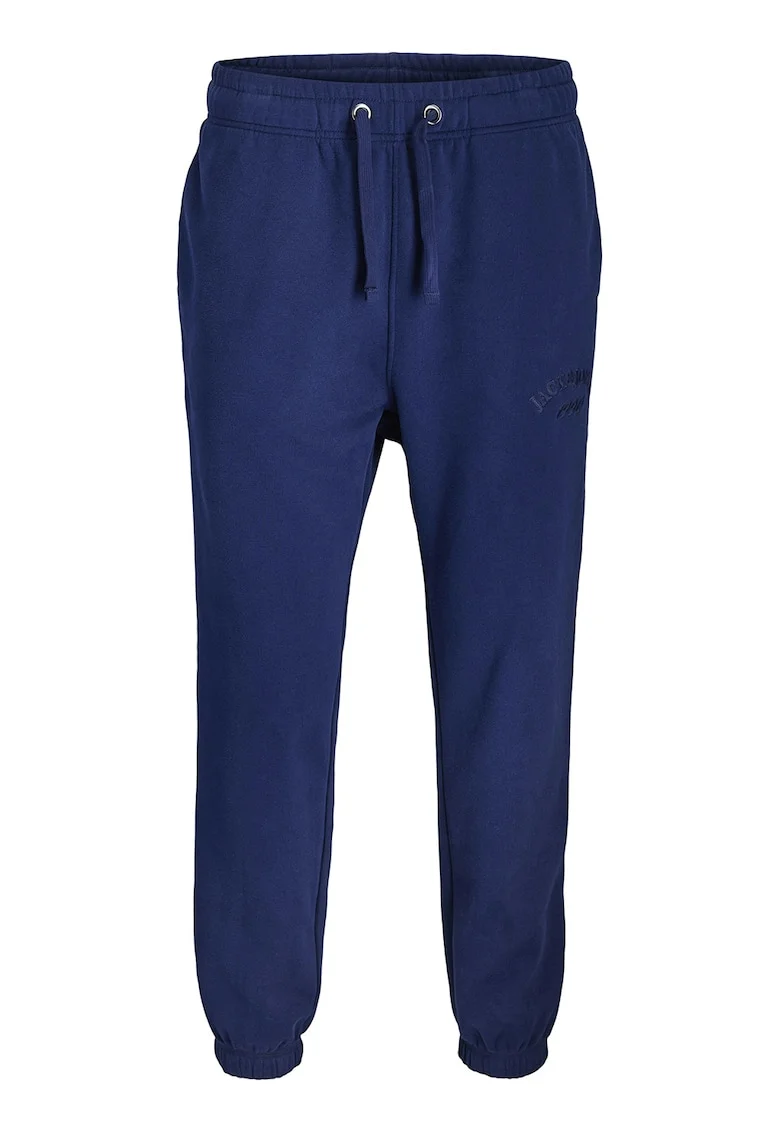 Pantaloni de trening din bumbac organic cu talie ajustabila, Albastru indigo