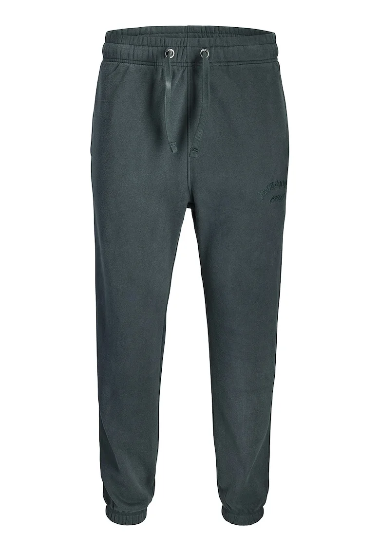 Pantaloni de trening din bumbac organic cu talie ajustabila, Verde persan