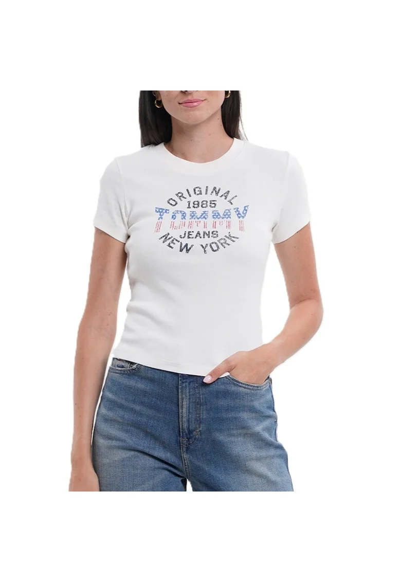 Tricou  TJW SLIM SH TOMMY NY RIB TEE-DW0DW21421-YBH